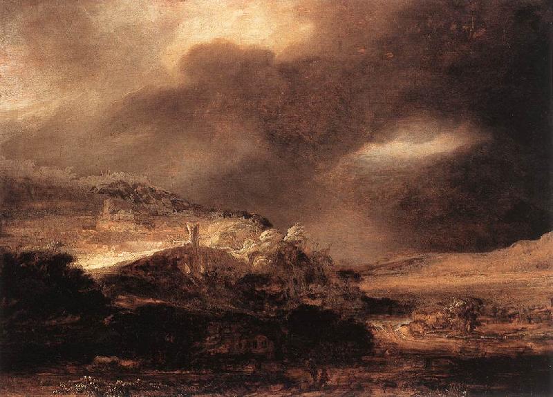 REMBRANDT Harmenszoon van Rijn Stormy Landscape wsty